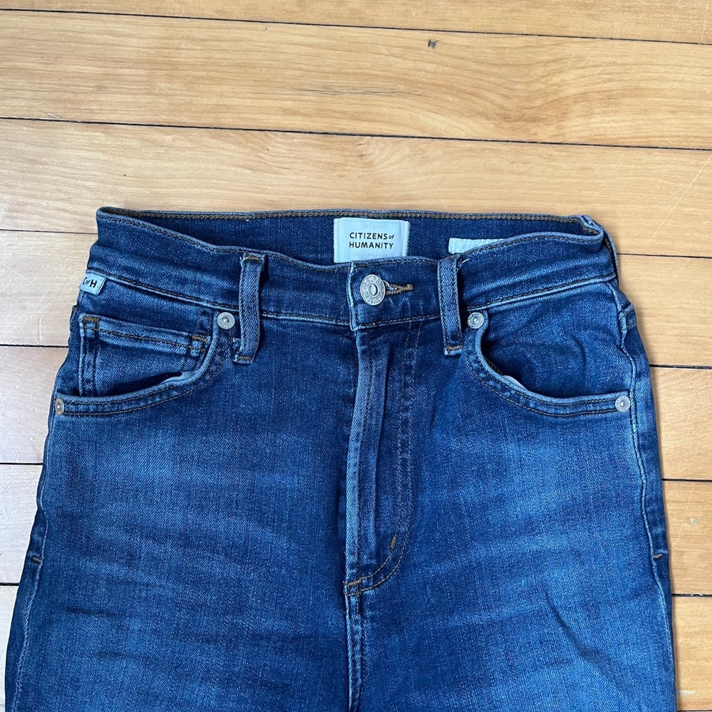 Citizens of Humanity Lilah High Rise Flare Jeans Dark Wash Blue Size 23 - Picture 2 of 9